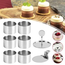 6 Stück Dessertringe ​Servierringe ​Backring Mousseform Set mit Heber & Stampfer