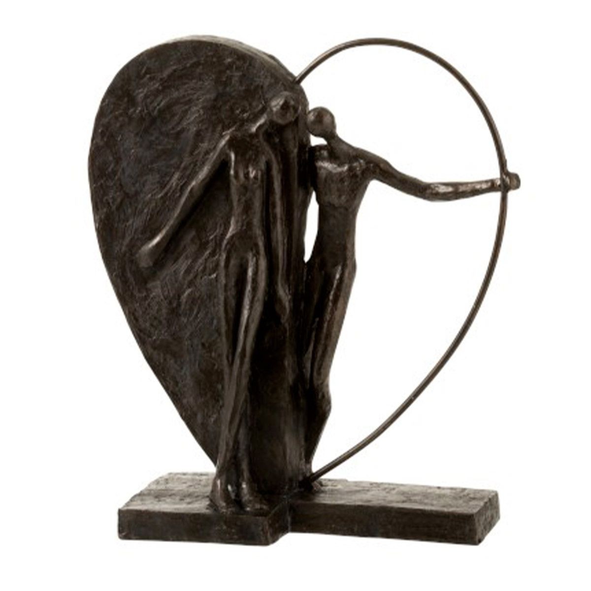Statuette demi cœur marron en résine haut de gamme 31cm