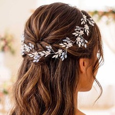 Wedding Hair Accessories Silver Bridal Hair Vine Flower Piece Women Elegant