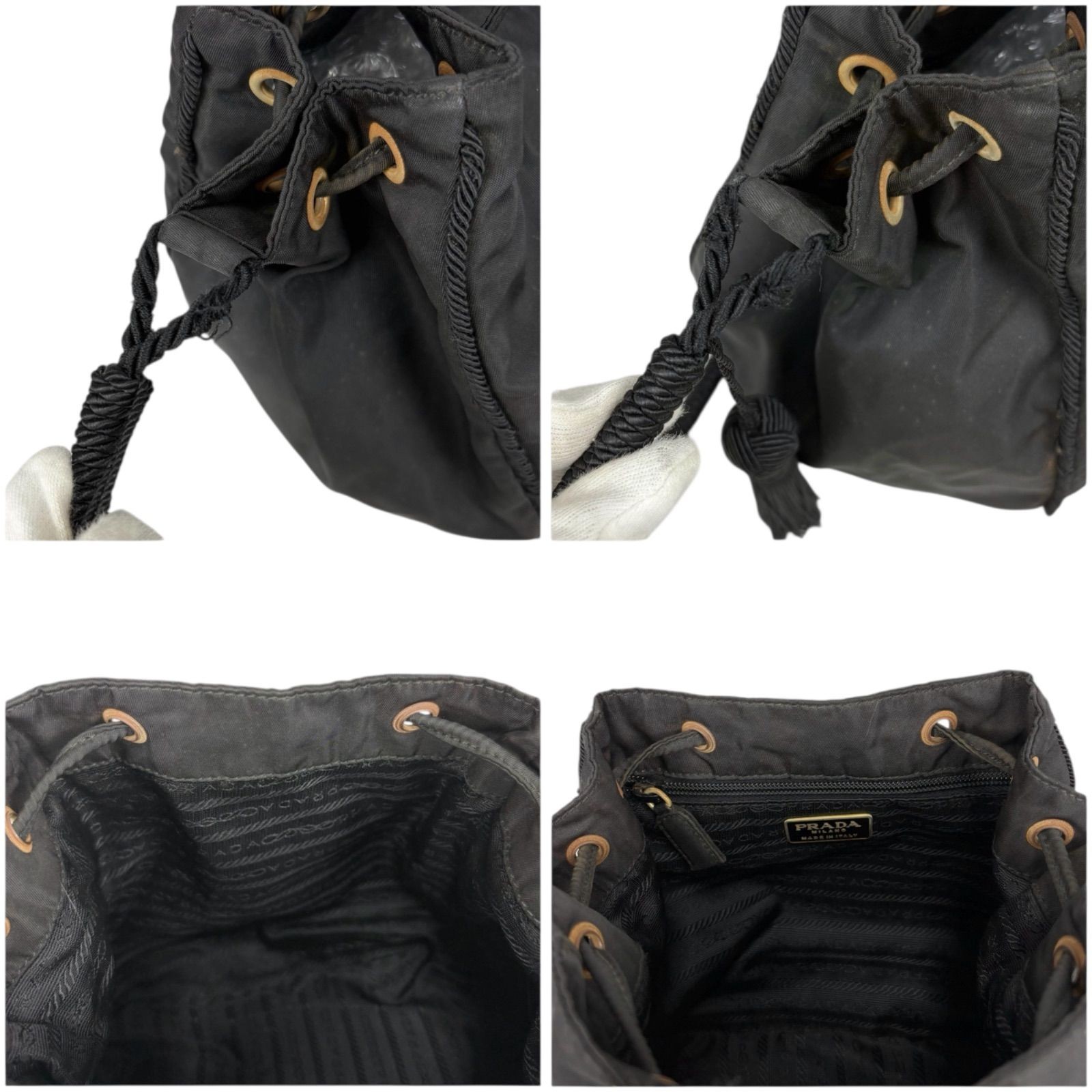 PRADA Drawstring Mini Shoulder Bag Bead Logo Tass… - image 9