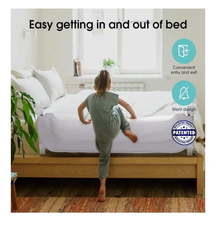 Nutikas Baby Bed Rail Guard for Toddlers - 47" Toddler Bed Side Rail - GRAY