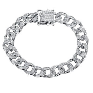 8mm-20cm Moissanite Miami Cuban Link Chain S925 Sterling Silver Bracelet-Used