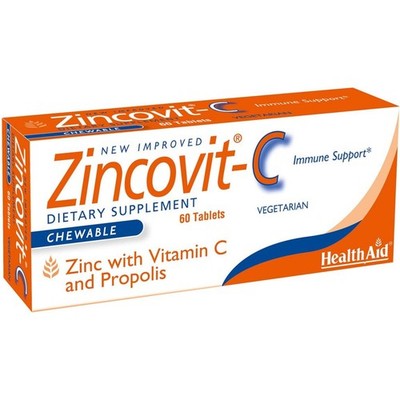 HealthAid Zincovit?C,Vitamin C,Zinc&Propolis Lozenges,60Chewable VegTabs