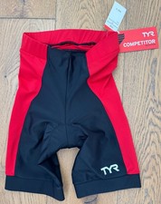 TYR Women's Small Black Red Bike Cycle Short With Pad New Made in USA