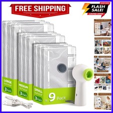 Travel Vacuum Storage Bags with Rechargeable USB Pump, 9 Pack Carry-On Size C...