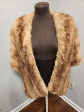 Vintage Light Honey Brown Mink Stole Cape Wrap