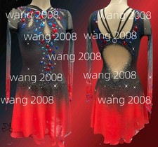 Figure Skating Dress Ice Skating Dress Competition Skating Wear black red dyeing