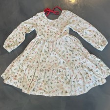 Love  Grow Clothing Co Girls Christmas Long Sleeve Tiered Dress Red Bow Sz 5