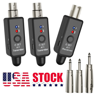 Professional Wireless XLR Adapter System with Dual TX/RX for Mic, Guitar & Mixer