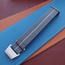 20mm Marine Nationale MN French Parachute Gray  White Elastic Watch Strap