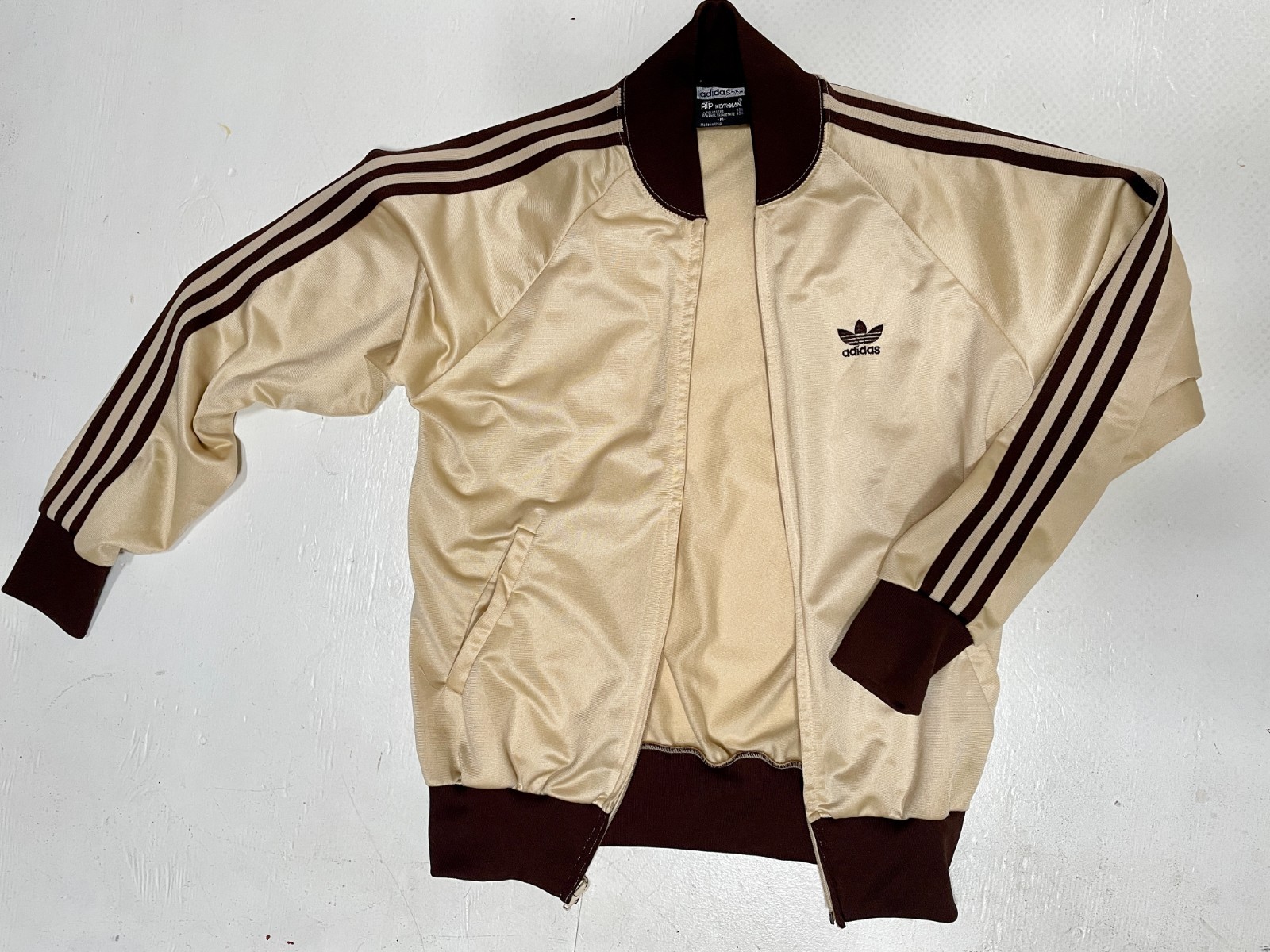 Vintage 80s Adidas ATP Keyrolan / Cream × Brown Track… - Gem