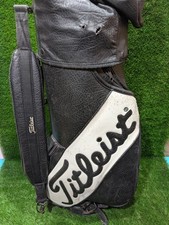 Titleist DCI Vintage Leather Black / White Cart Golf Bag | 6-way With Rain Cover