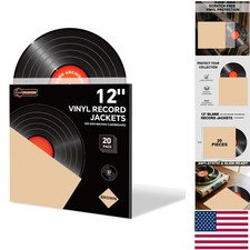 Heavy-Duty 20-Pack Brown Cardboard Vinyl Record Jackets for 12-Inch Albums