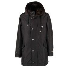 DOLCE & GABBANA 8.500€ Seide Parka Jacke abnehmbarer Nutria Pelz Futter Schwarz