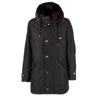 DOLCE & GABBANA 8.500  Seide Parka Jacke abnehmbarer Nutria Pelz Futter Schwarz