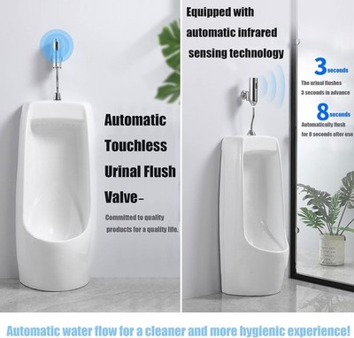 Touchless Urinal Flush Valve with Motion Sensor, Adjustable Water Flow