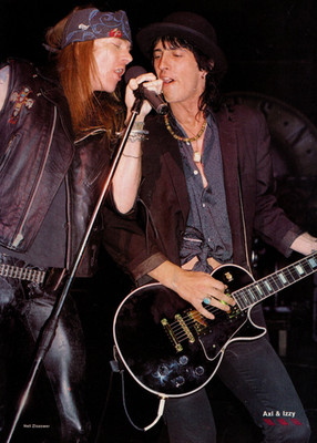 vtg 80s IZZY STRADLIN & AXL ROSE MAGAZINE PINUP PAGE Guns N Roses Concert Image
