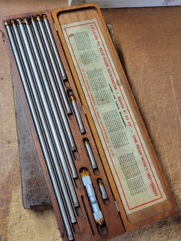 Starrett No 823E Inside Micrometer 4"-40" Range In Wooden Box