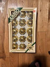Box 15 Vintage Pyramid Jumbo Colored Glass Gold Ornament Balls Made In USA