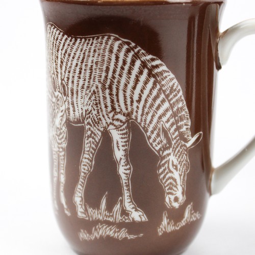 Conjunto De 4 Safari Por Shafford Marrón Tazas Café con Un Blanco Cebra Y Caña - Imagen 5 de 5