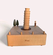 Wooderful Life Leaning Tower Of Pisa Wooden Music Box Wood Hand Make Sculpture
