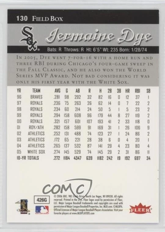 2006 Flair Showcase Jermaine Dye #130 - Image 2 of 2