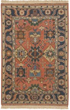 RRA 4x6 Indo Soumak Caucasian Design Salmon Rust Rug 12577