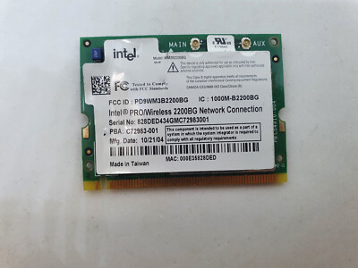 WLAN WIFI Karte | Card | Intel PRO/Wireless 2200BG | 828DED434GMC72983001
