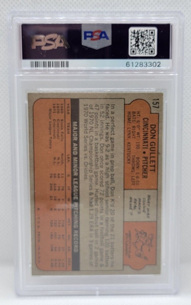 1972 Topps Baseball #157 - PSA NM 7 - Cincinnati Reds - DON