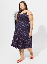 Torrid Strawberry Midi Dress Blue Red NWT New 1X