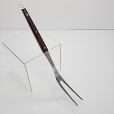 Vintage Ekco Flint Serving Fork Stainless Wood Handle Made in the USA