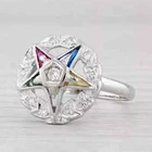 Eastern Star Lab Created Multi-Color Diamond 14K White Gold Finish Wedding Ring