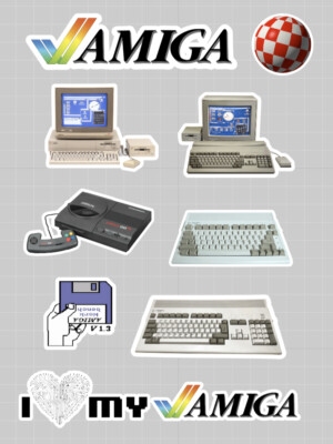 Commodore Amiga Retro Glossy Aufkleber - verschiedene Größen - A500, CD32, A600, A1000