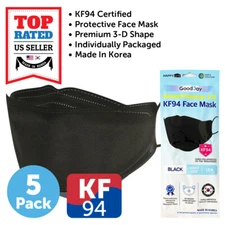5 PCS KF94 BLACK Protective Face Mask Adult Made in Korea KFDA Approved
