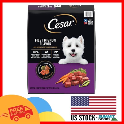 Cesar Small Breed Dry Dog Food - 12 lb Filet Mignon Flavor for Happy Breeds