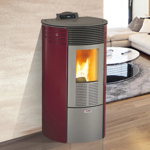 Pellet Stove King 12 Round 10,1 Kw Steel Bordeaux for 230 M ³ With Remote |  eBay