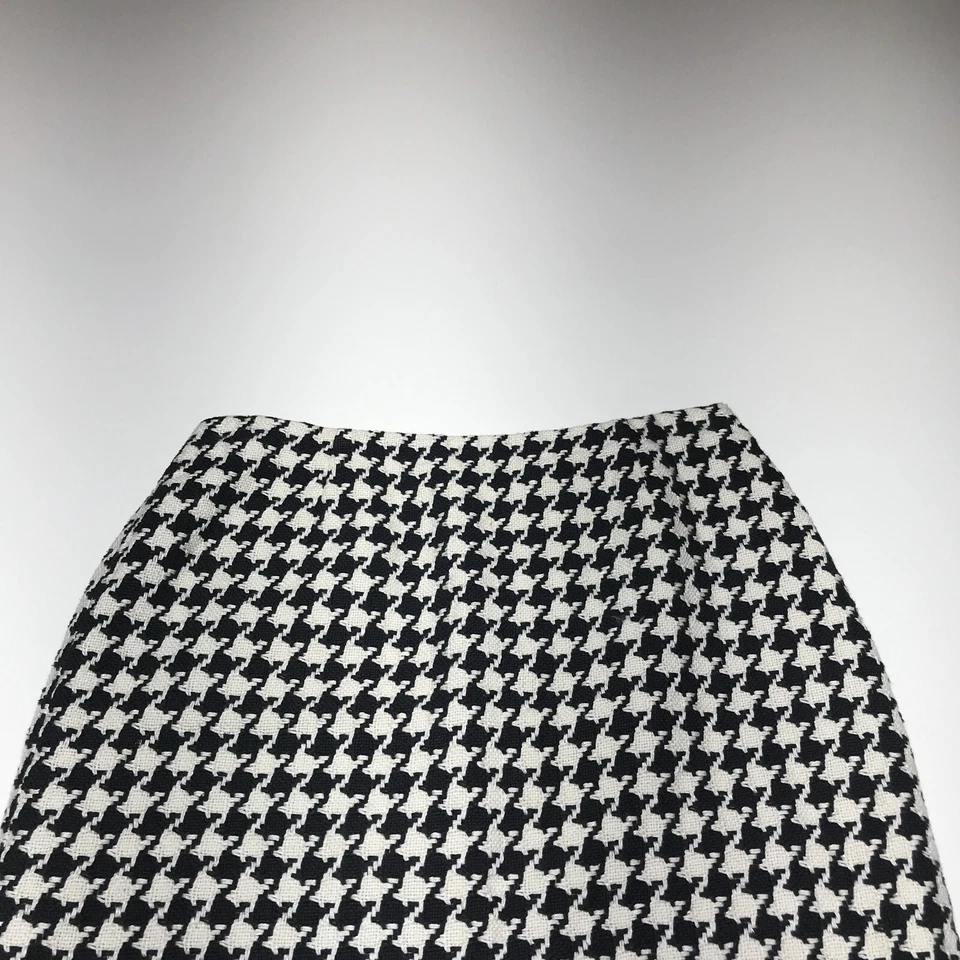 Юбка женская Dana Buchman размер 6 черная белая тканая гончая карандаш хлопок лен - Изображение 3 из 4