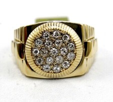 Natural Round Diamond Square Cluster Men's Ring Band 14k Yellow Gold .54Ct