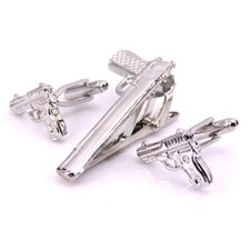 Fashion Men Cufflinks with Tie Clasps Tacks 1 Pair of Shirt Suit Cuff Links