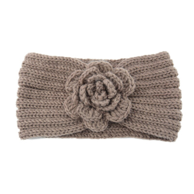 ? Asian Eye 100% Wool Gray Flower Knit Ear Warmer Boho Headband Knit Headband, Ear Warmer, Head Wrap, Girls Head Band, Ear  main image 3
