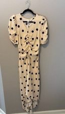 A New Day Polka Dot Women's Crepe Puff Short Sleeve Midi Dress Size Small