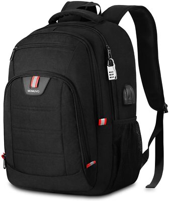 Unisex Black Backpack w USB Charging port & Headphone Jack NEW