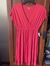 NWT Amazon Basics Surplice Summer Casual Dress- Coral- Small FREE SHIPPING