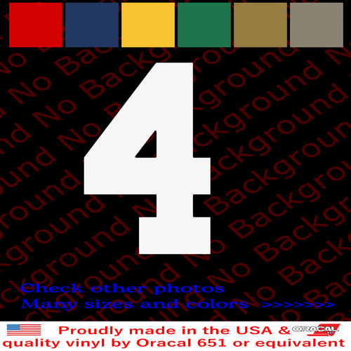 Number Four 4 Vinyl Die Cut Decal Sticker Jersey Sport Athlete Basketball SP046 - Picture 9 of 18