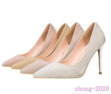Fashion Womens Glitter High Heels Pointed Toe Shoes Dress Wedding Party Pumps SZ