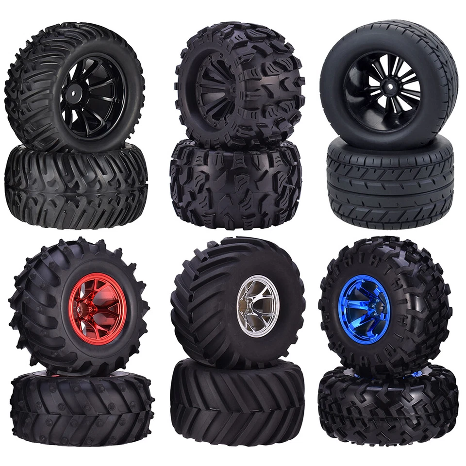 4 x 12mm Tires Hub Räder Reifen Tyre für 1/10 Monster Truck Traxxas Scx10 Buggy - Bild 4 von 4