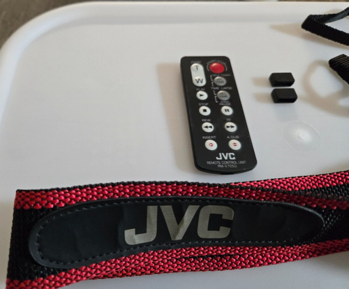 Vintage JVC Video Camera Camcorder Red & Black Shoulder Neck Arm Strap & Remote - Picture 2 of 5