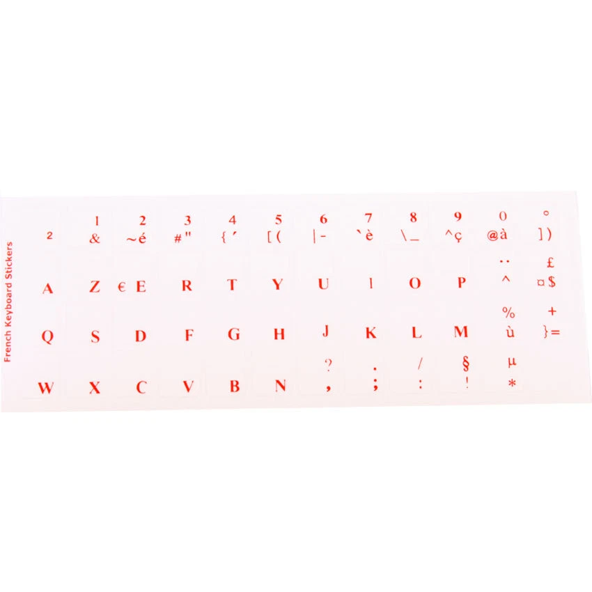 French QWERTY Transparent Keyboard Sticker laptop desktop RED BLACK WHITE - Image 4 of 4