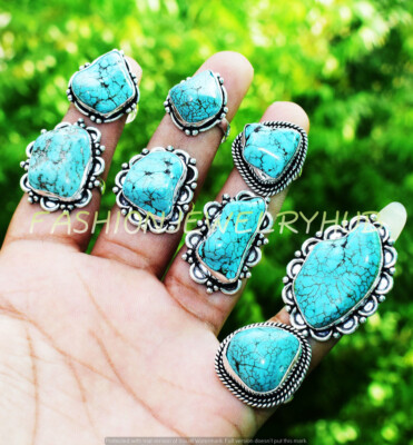 Turquoise Gemstone Ethnic Handmade 5pcs Fashion Ring Lot FR-1390