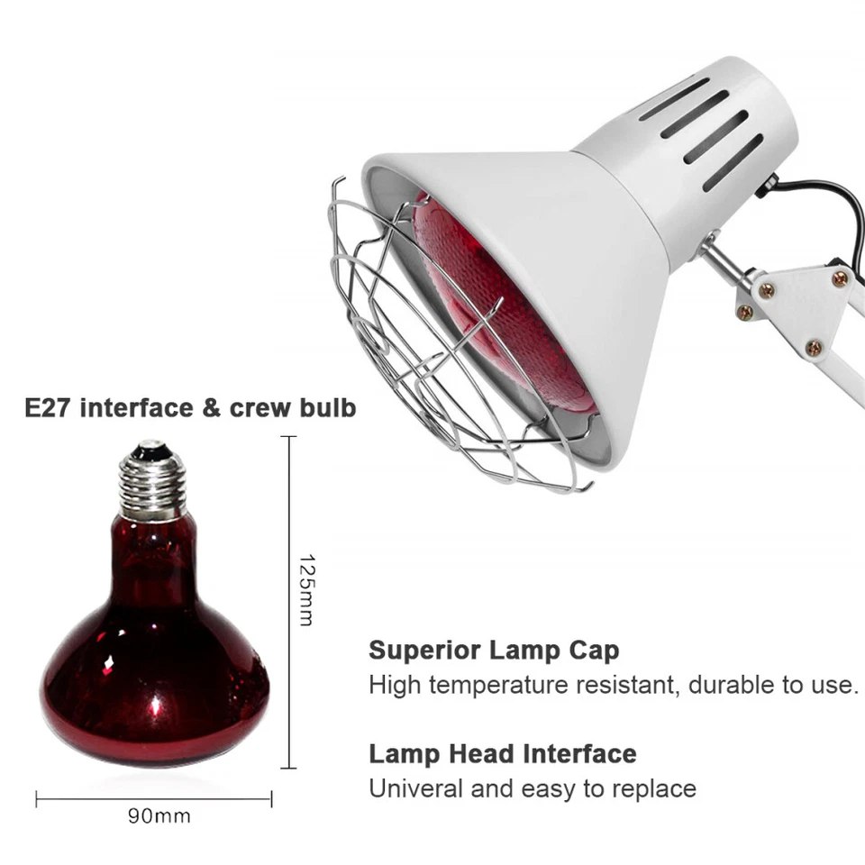 150W Wärmelampe Rotlicht Strahler Infrarotlampe Rotlichtlampe Therapie lampe DE - Bild 3 von 4